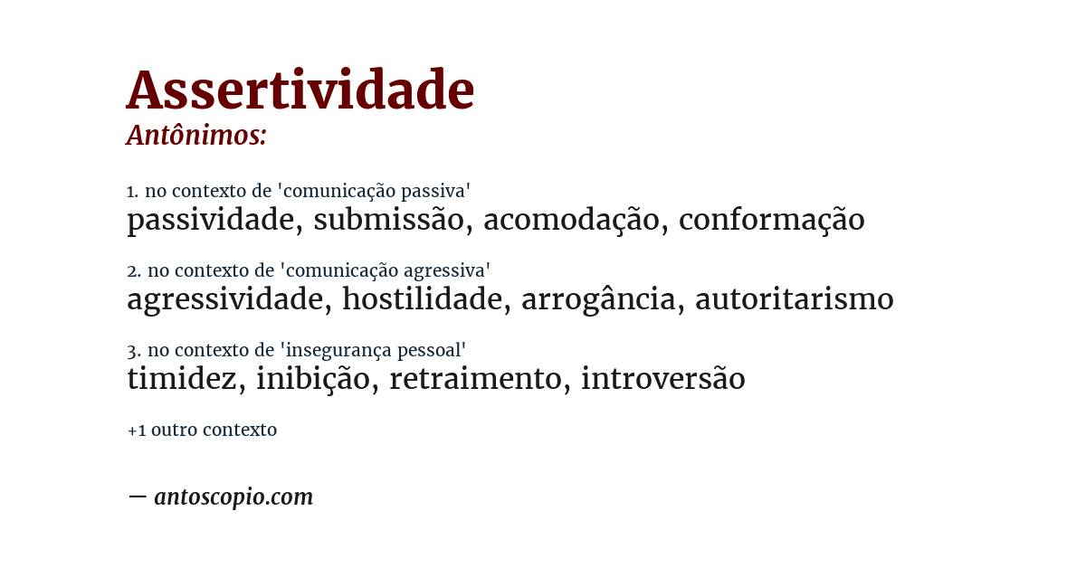 Antônimo de assertividade