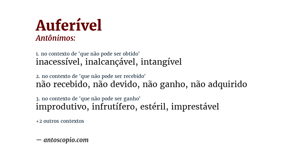 Antônimo de auferível