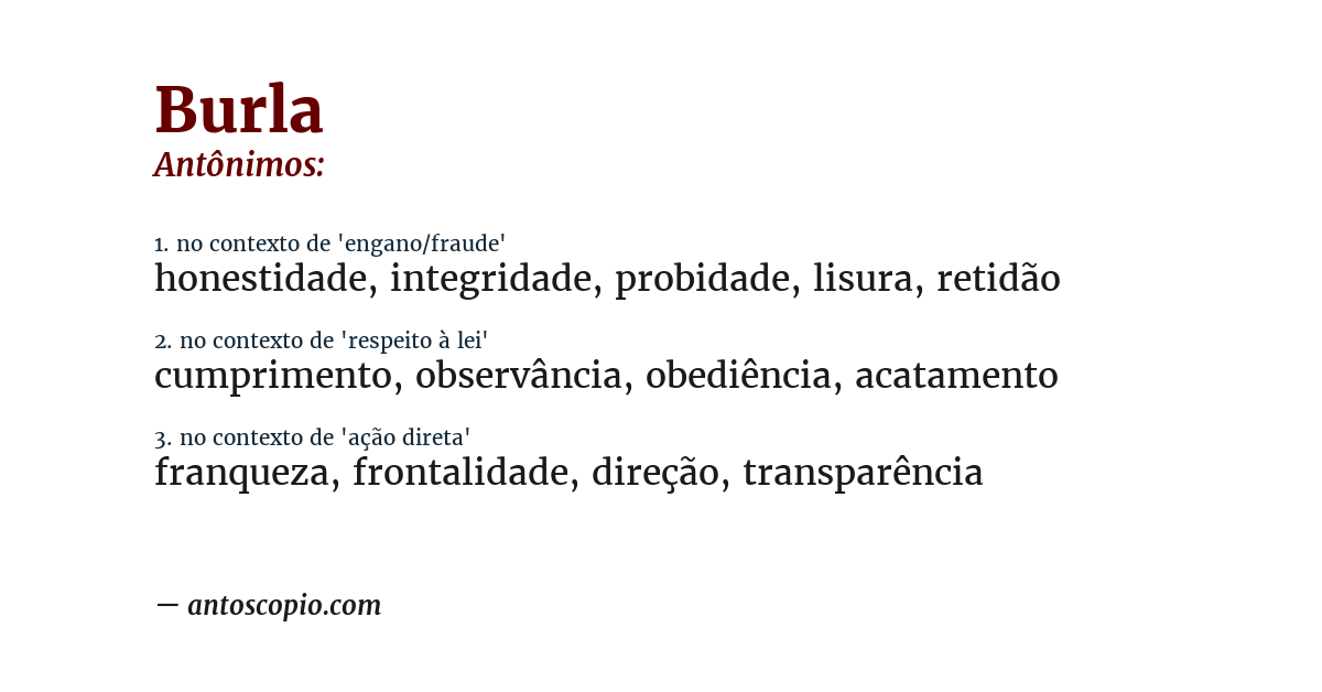 Antônimo de burla