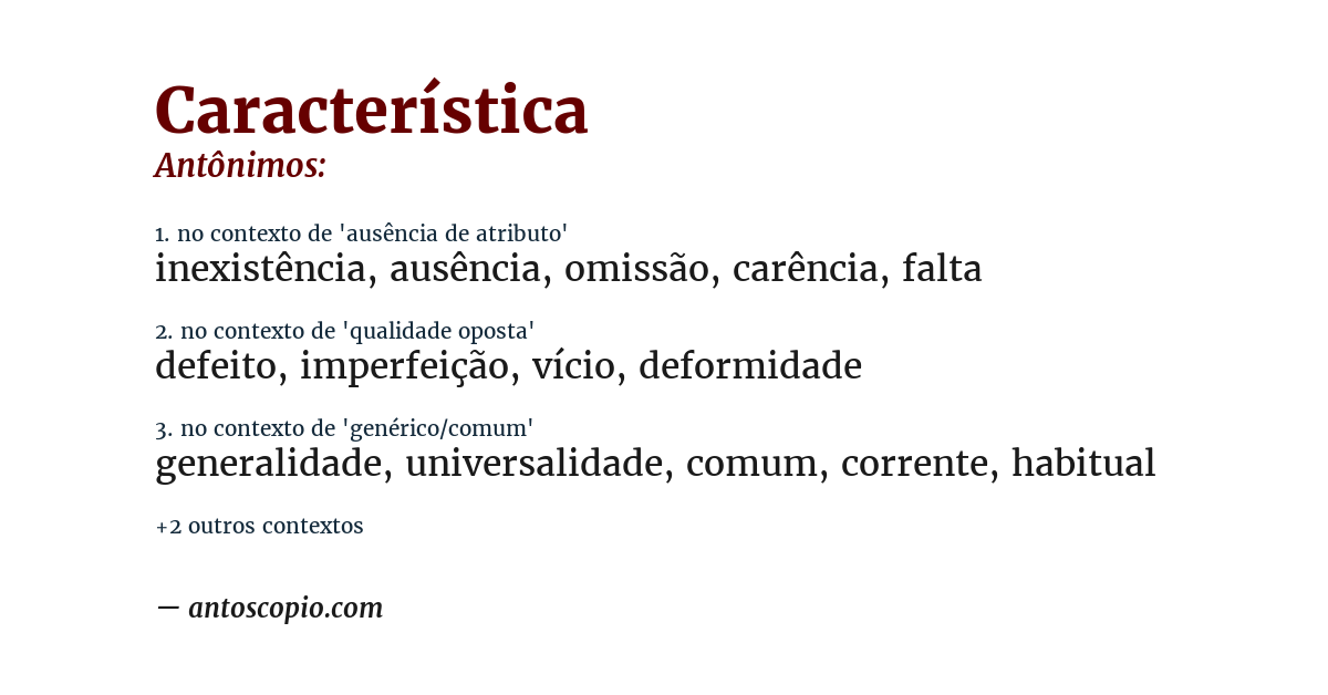 Antônimo de característica