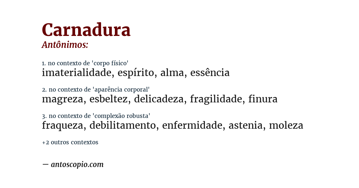 Antônimo de carnadura