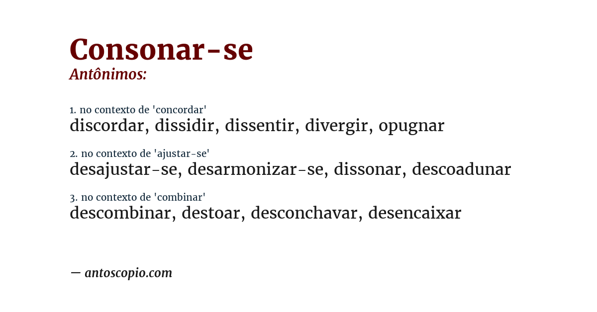 Antônimo de consonar-se