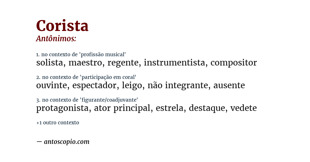 Antônimo de corista