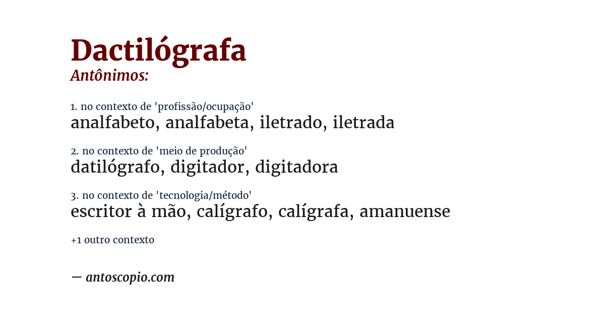 Antônimo de dactilógrafa