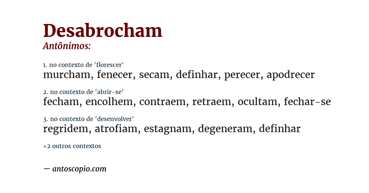Antônimo de desabrocham