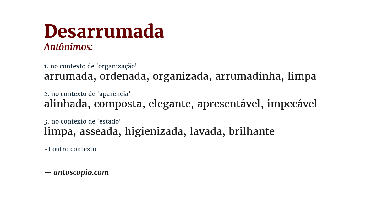 Antônimo de desarrumada