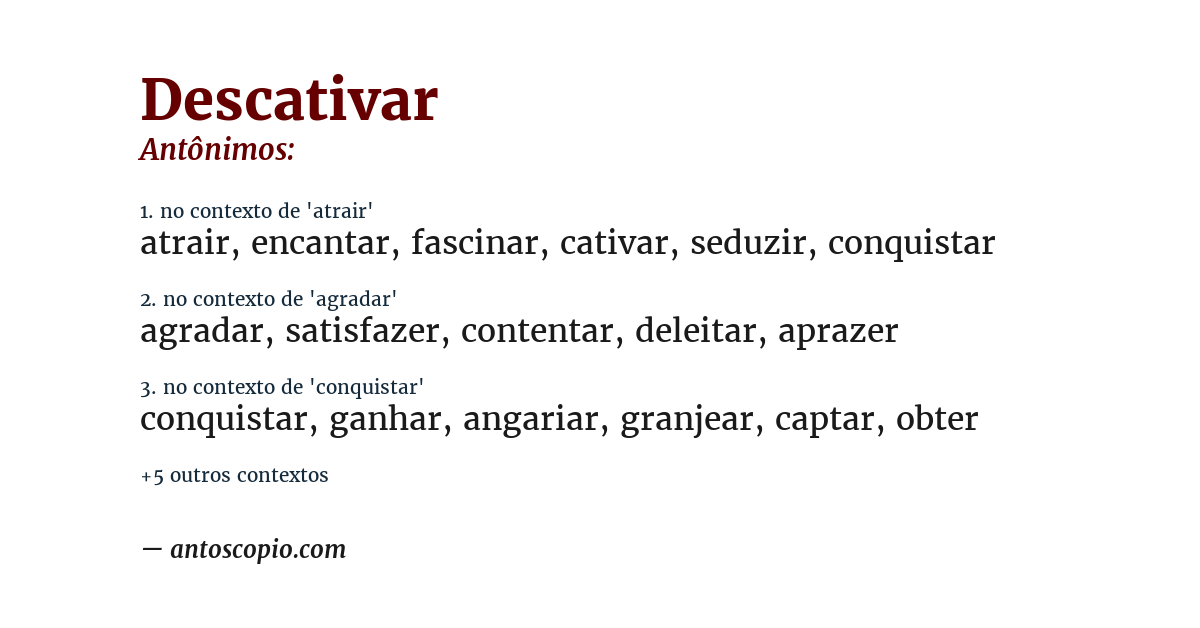 Antônimo de descativar