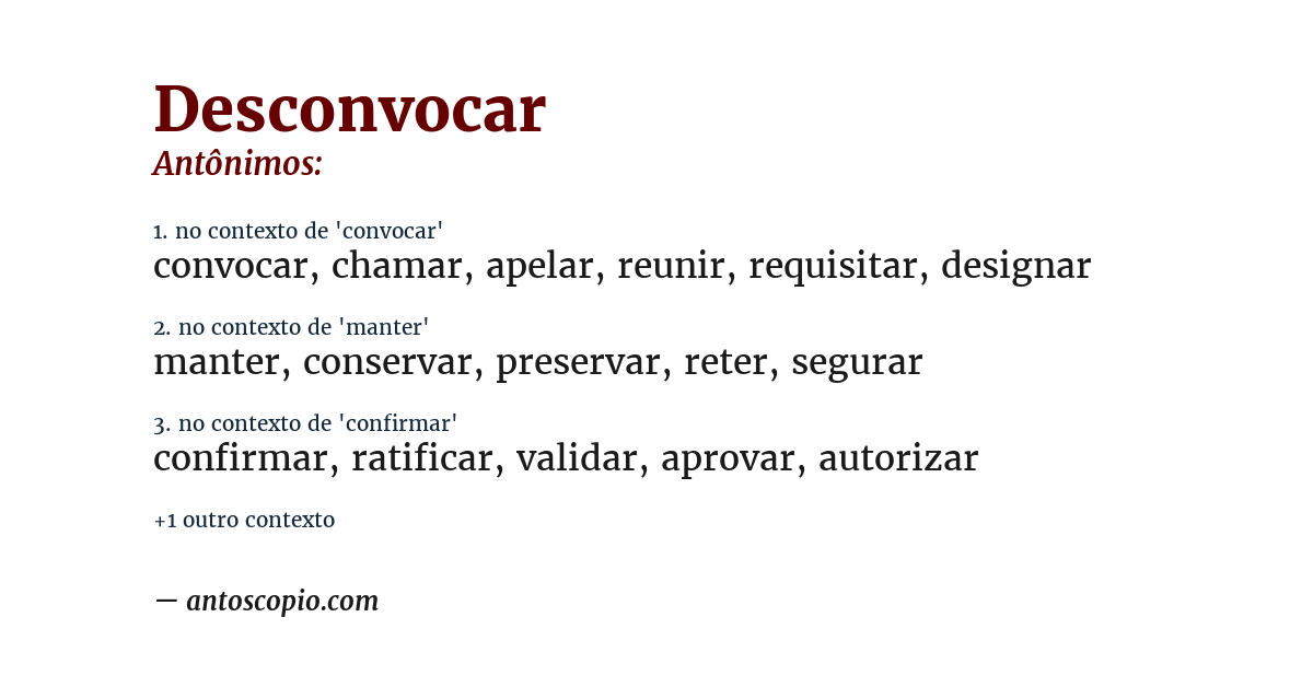 Antônimo de desconvocar