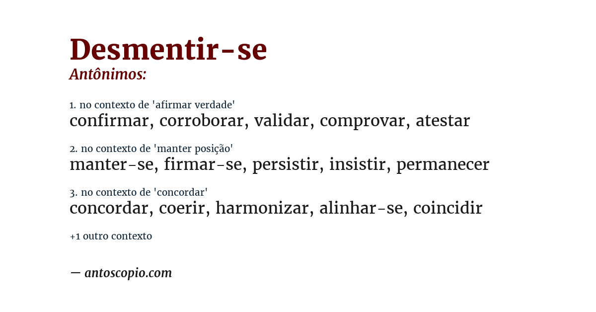 Antônimo de desmentir-se