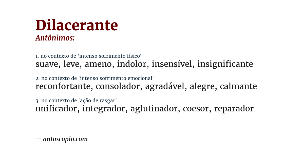 Antônimo de dilacerante
