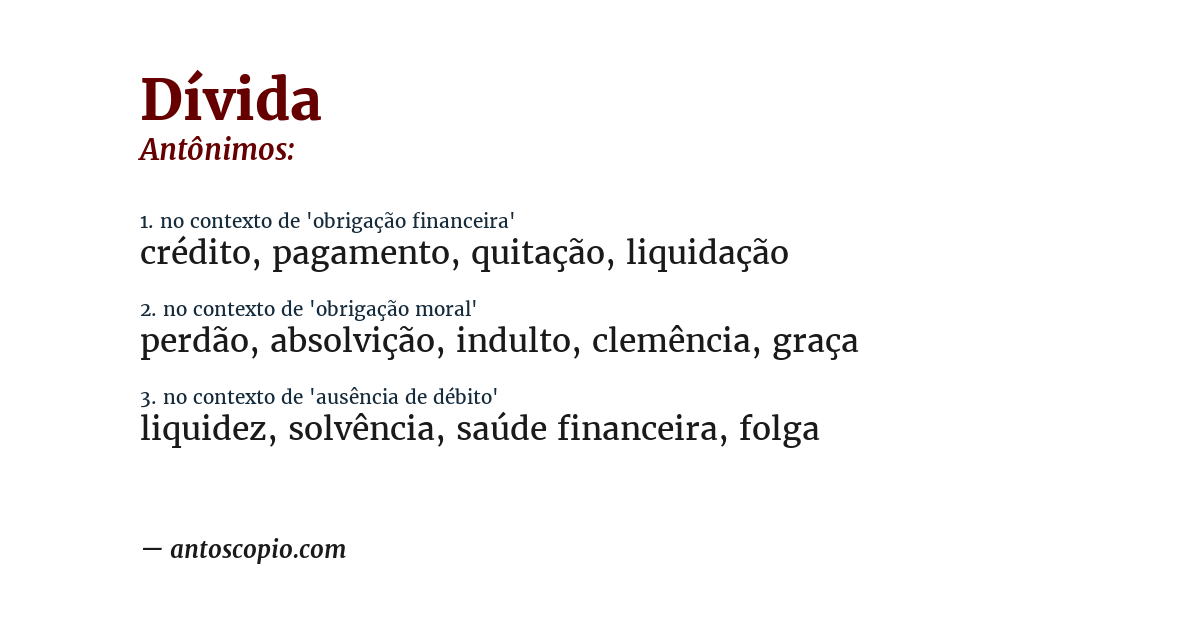 Antônimo de dívida