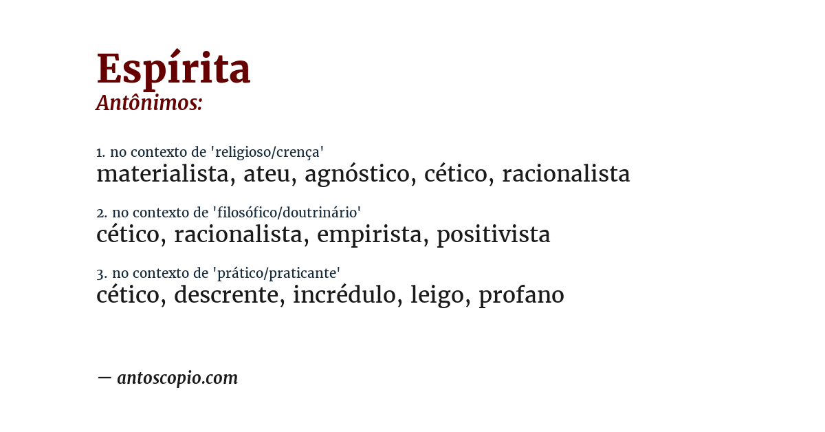 Antônimo de espírita