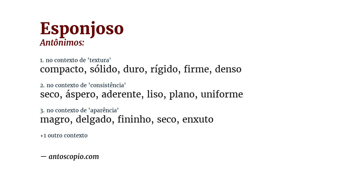 Antônimo de esponjoso