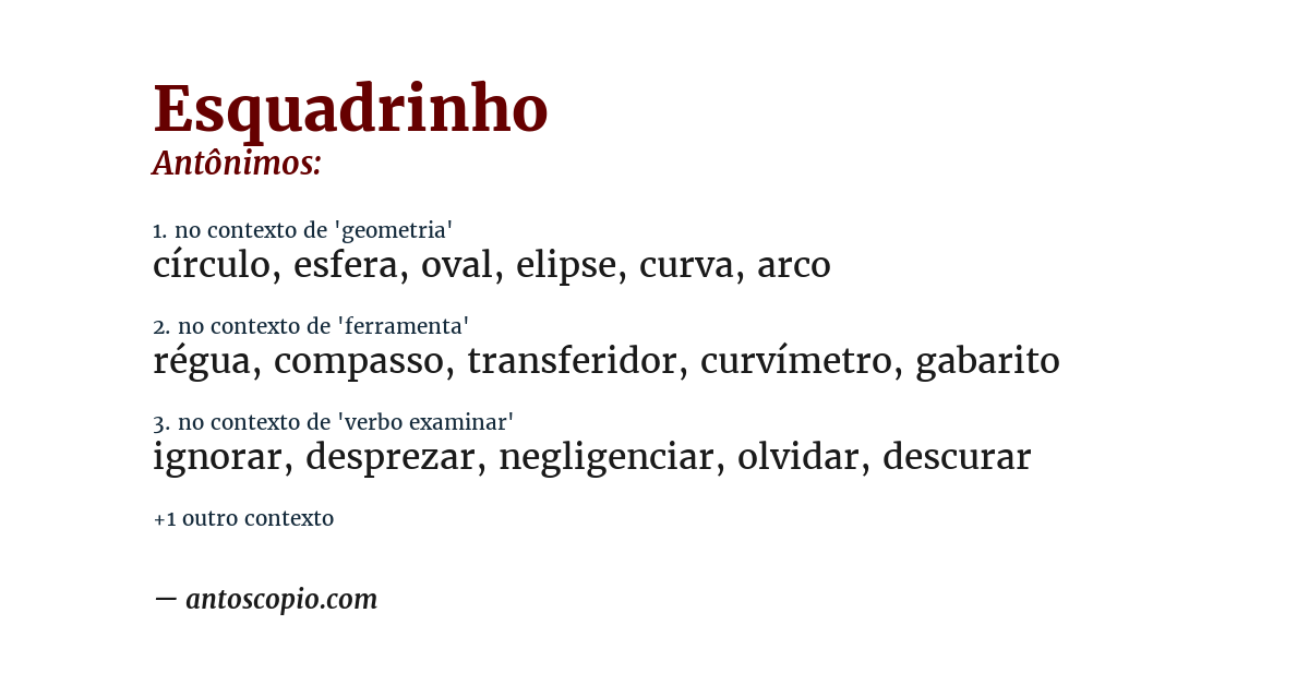 Antônimo de esquadrinho