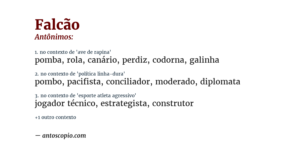 Antônimo de falcão