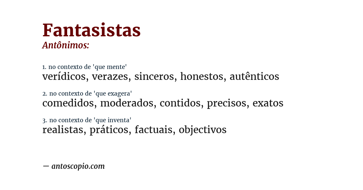 Antônimo de fantasistas