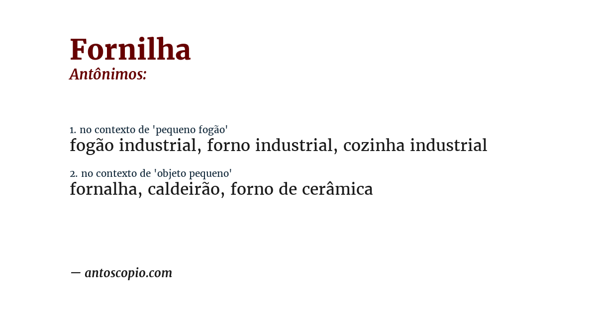 Antônimo de fornilha