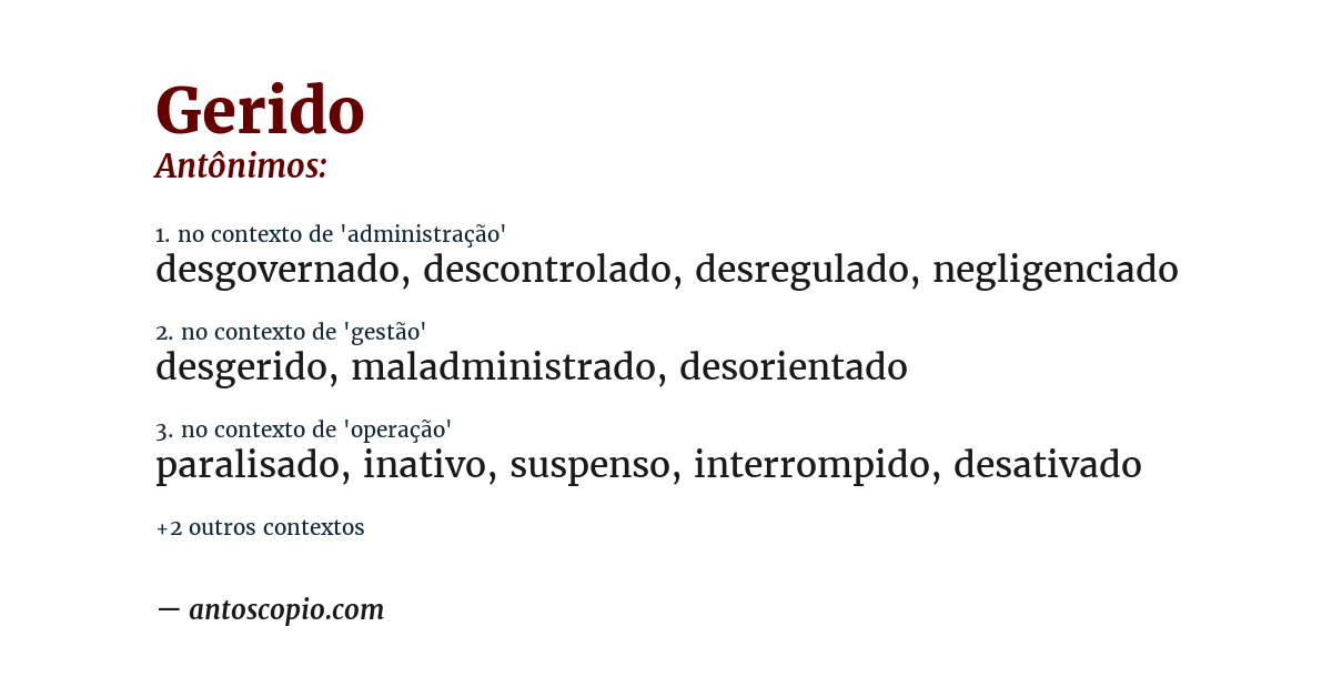 Antônimo de gerido