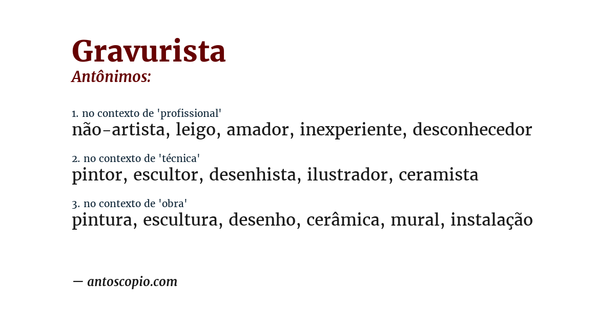 Antônimo de gravurista