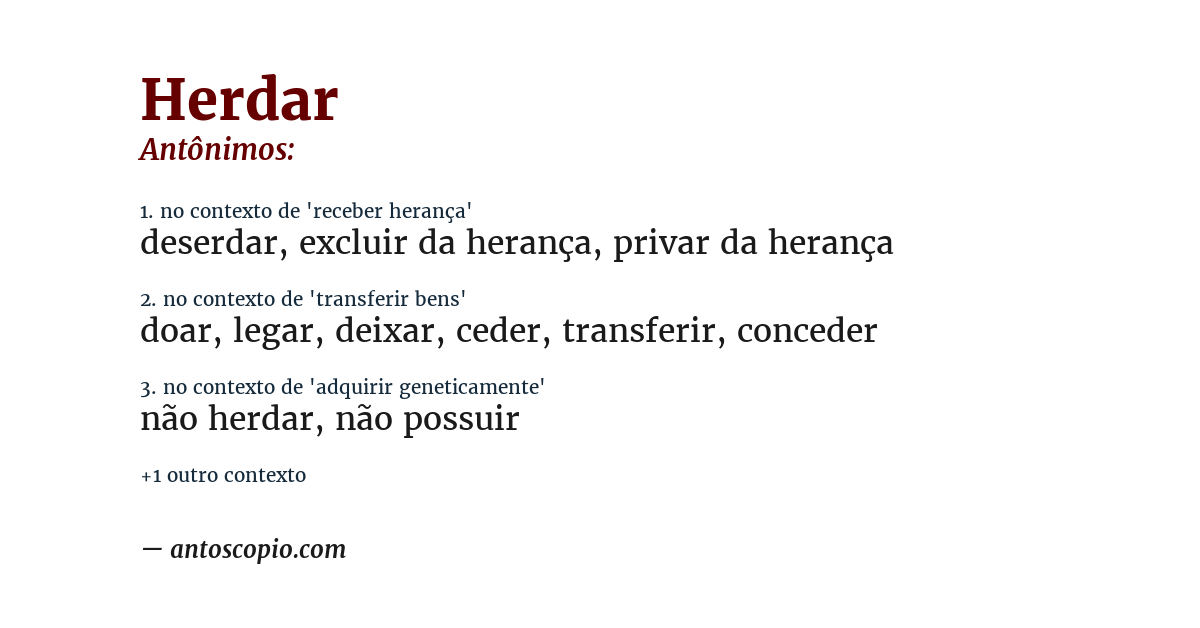Antônimo de herdar
