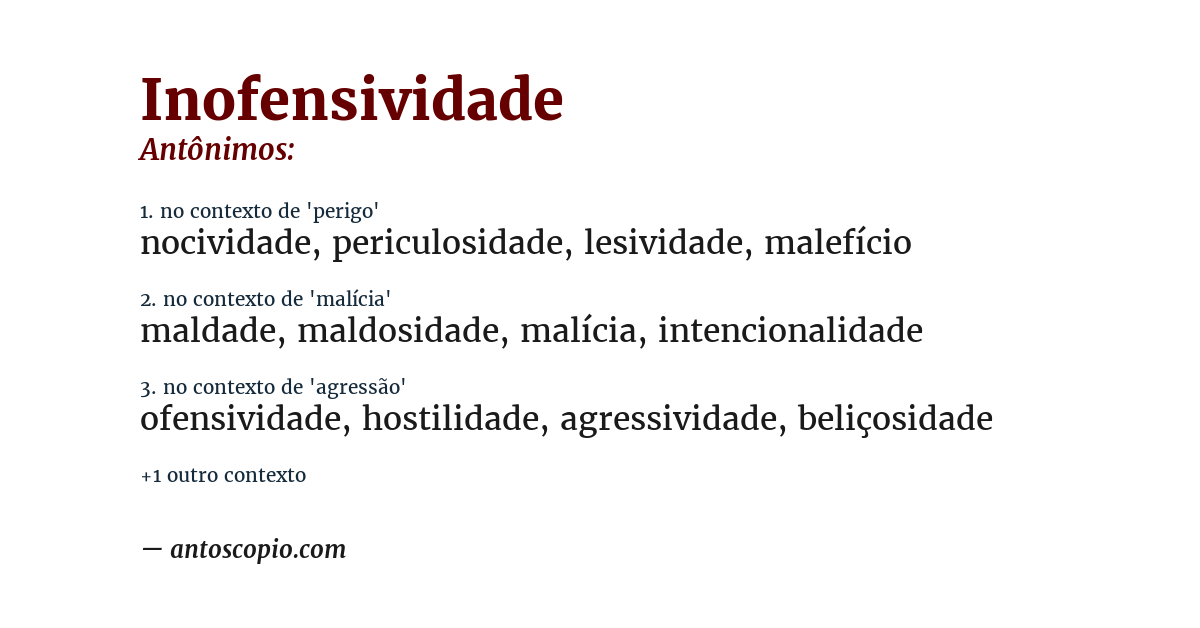 Antônimo de inofensividade