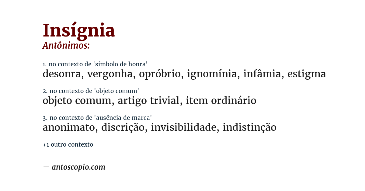 Antônimo de insígnia