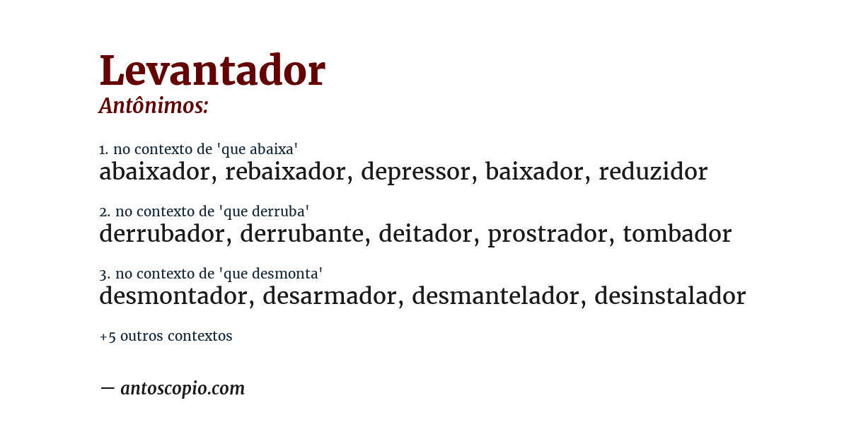 Antônimo de levantador