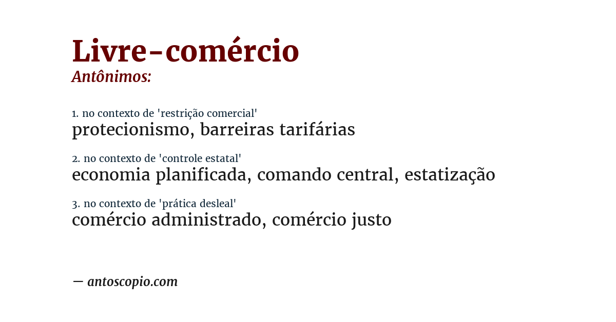 Antônimo de livre-comércio