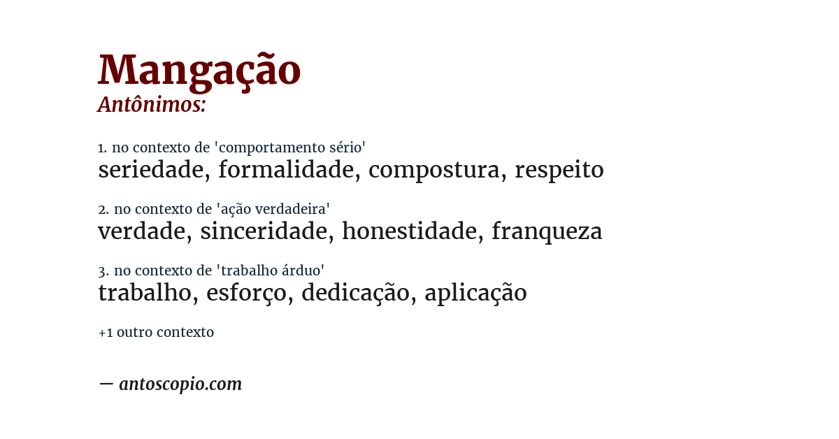 Antônimo de mangação