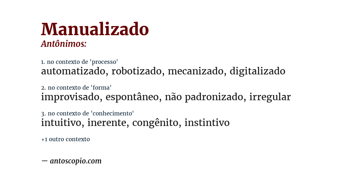 Antônimo de manualizado