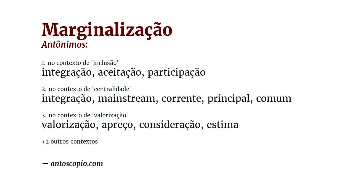 Antônimo de marginalização
