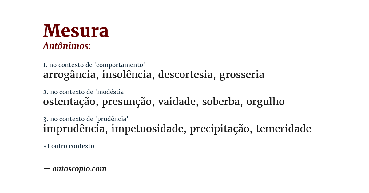 Antônimo de mesura