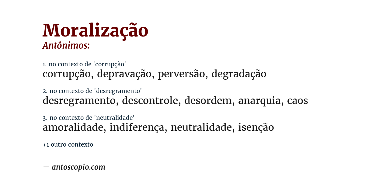 Antônimo de moralização