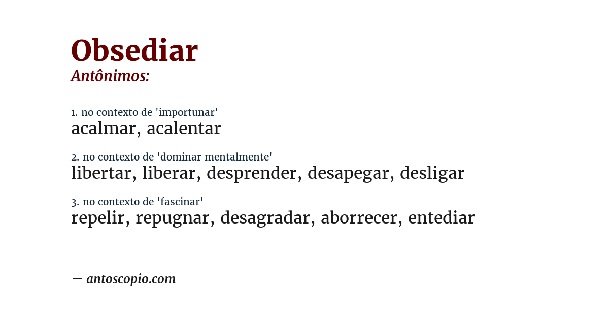 Antônimo de obsediar