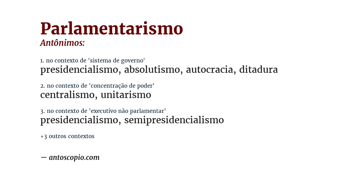 Antônimo de parlamentarismo