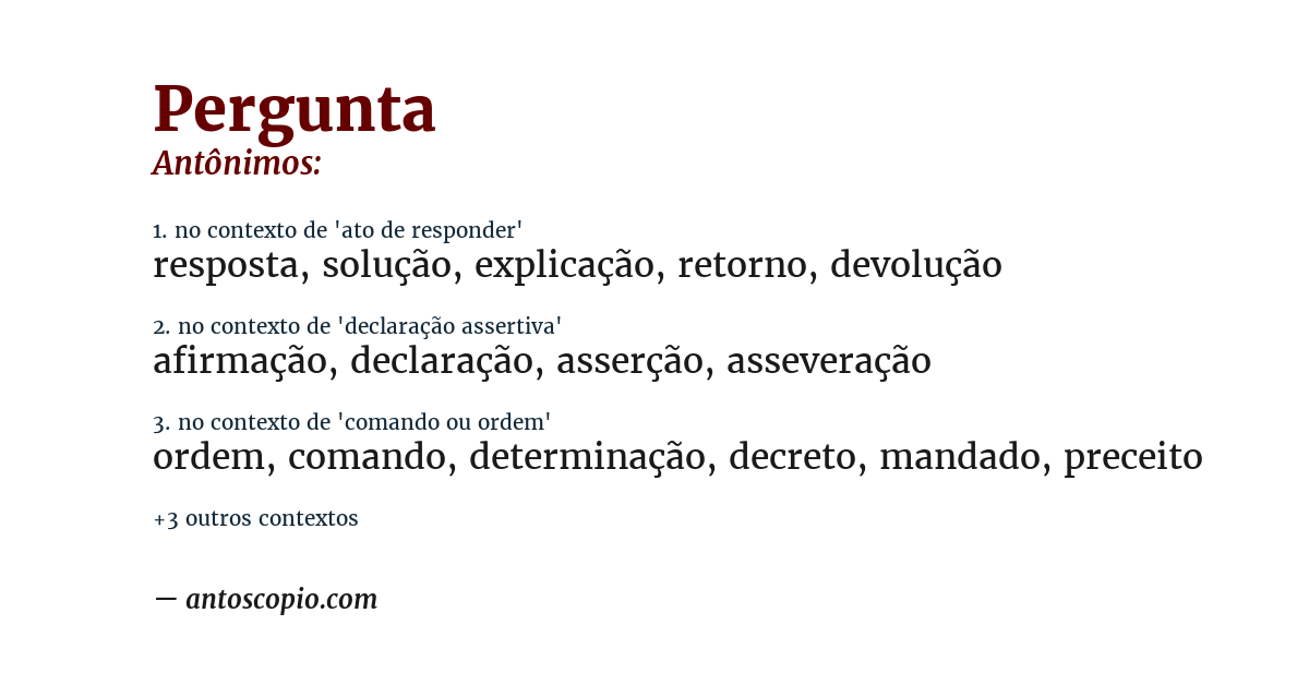 Antônimo de pergunta