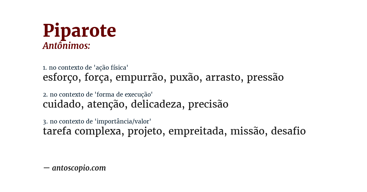 Antônimo de piparote