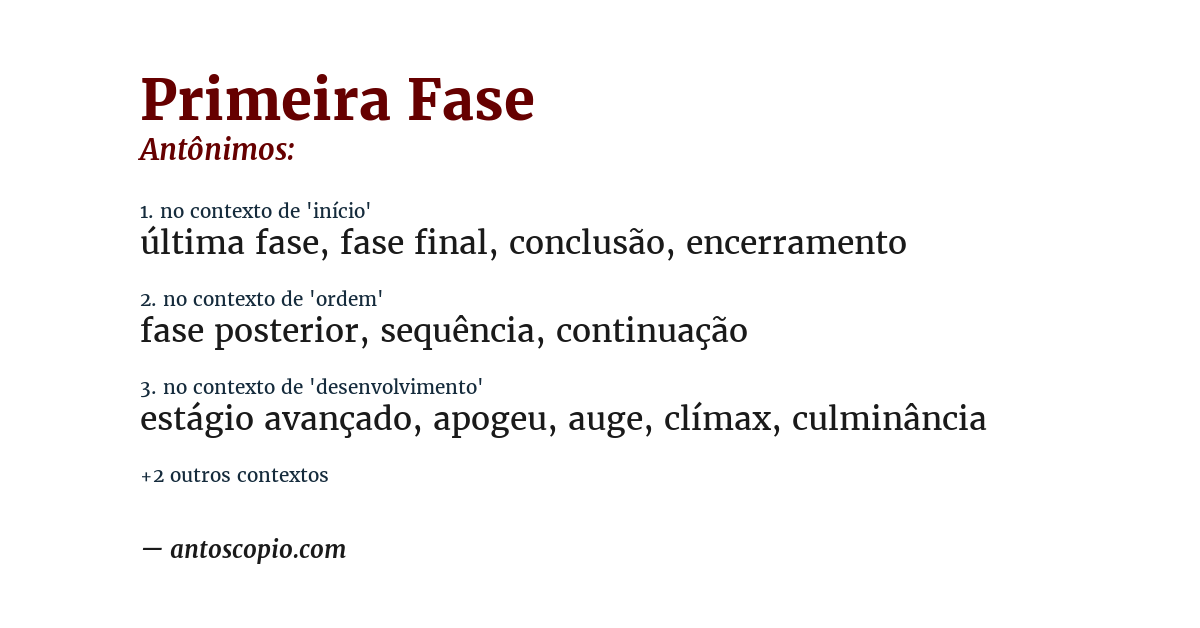 Antônimo de primeira fase