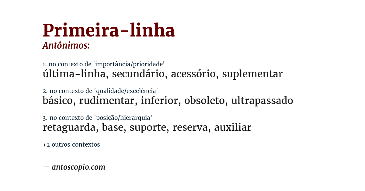 Antônimo de primeira-linha