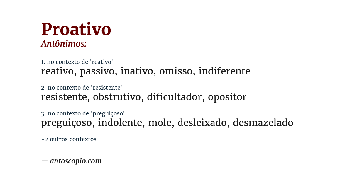 Antônimo de proativo