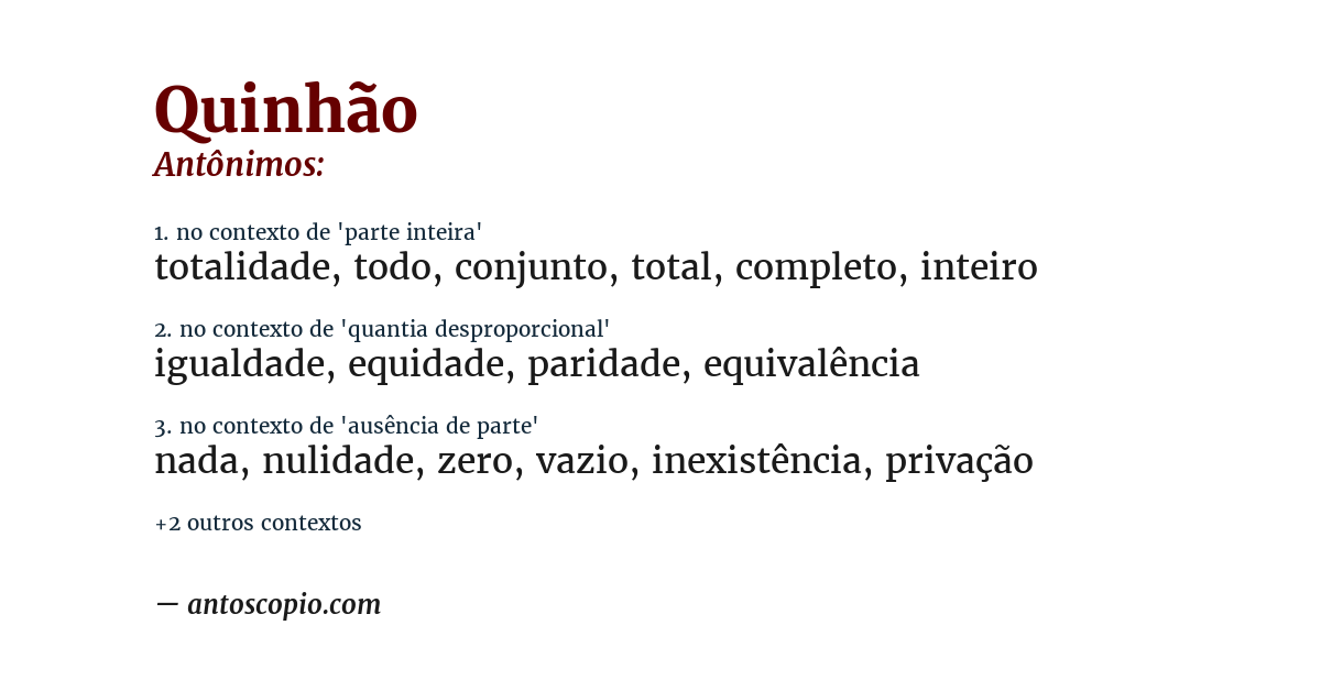 Antônimo de quinhão
