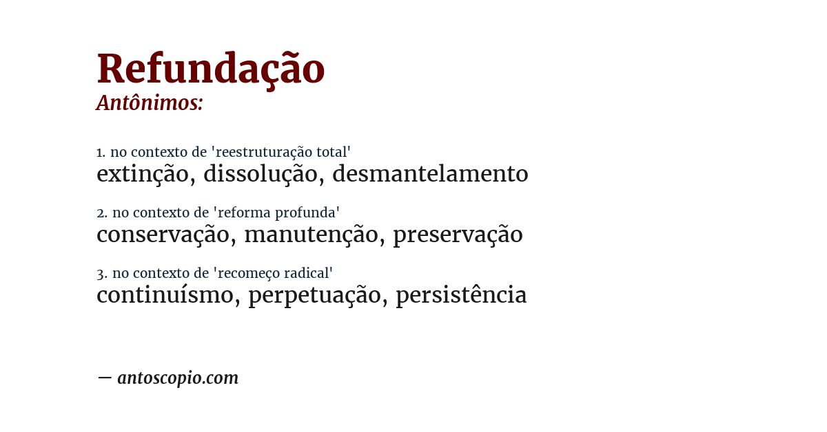 Antônimo de refundação