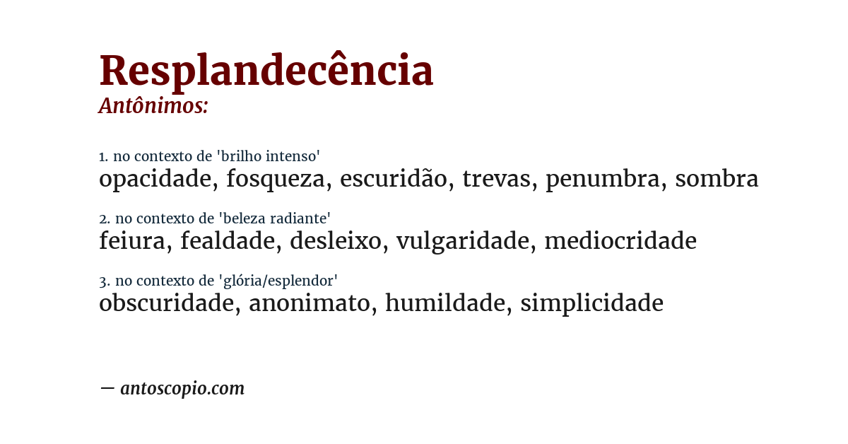 Antônimo de resplandecência