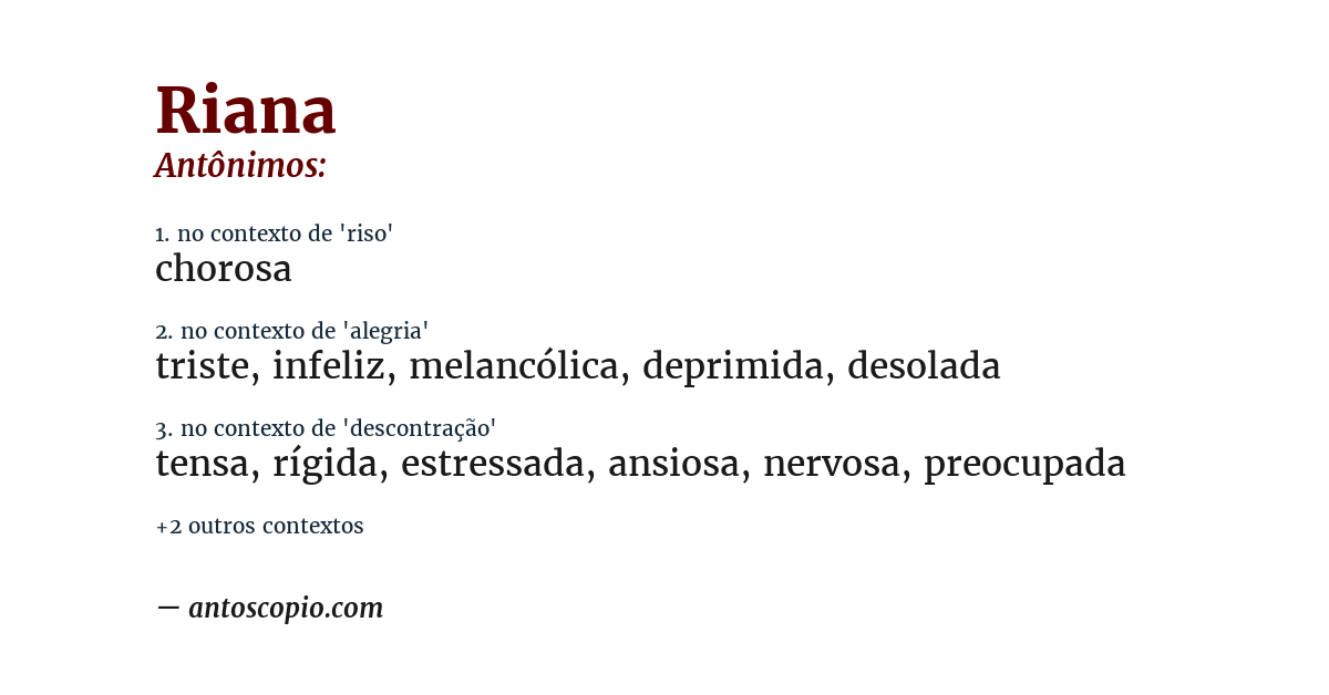 Antônimo de riana