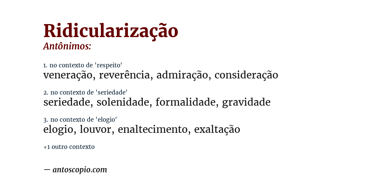 Antônimo de ridicularização