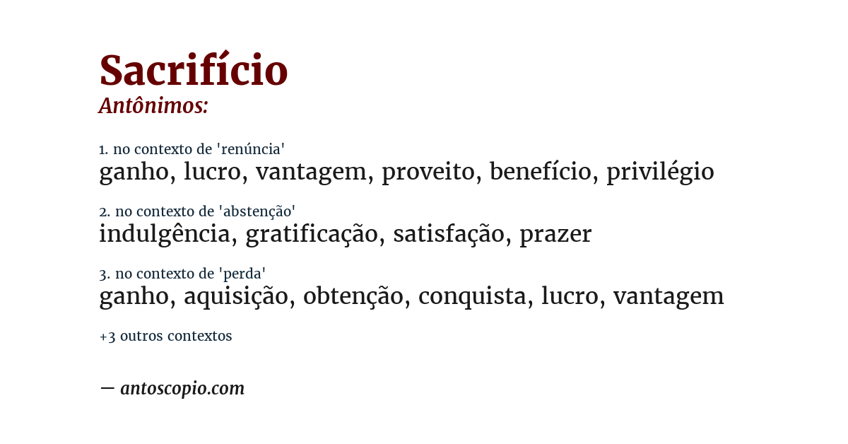 Antônimo de sacrifício