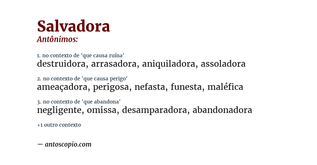 Antônimo de salvadora