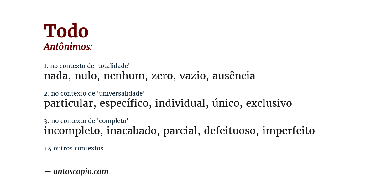 Antônimo de todo
