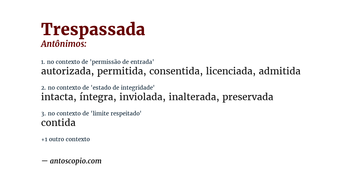 Antônimo de trespassada