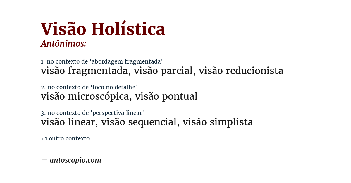 Antônimo de visão holística